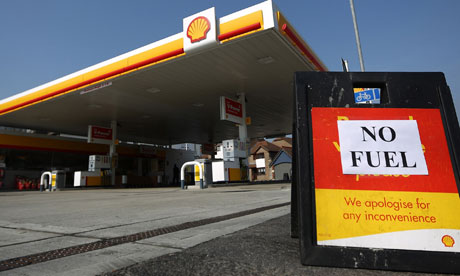 A petrol station is closed due to their fuel supplies running ou