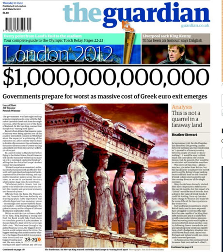 Guardian front page, May 17 2012.