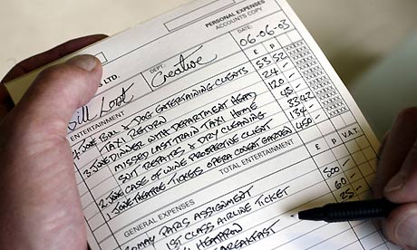 A creatively completed expenses form