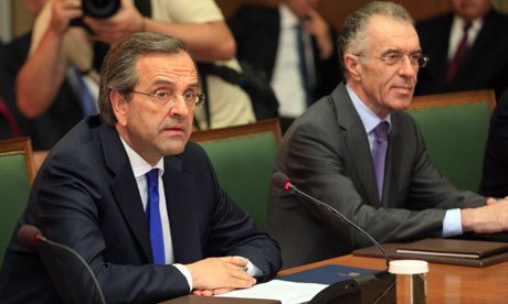 New Greek prime minister Antonis Samaras (L) and Vassilis Rapanos (R), appointed as finance minister