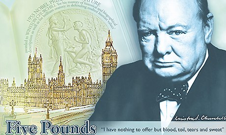 Polymer five pound note