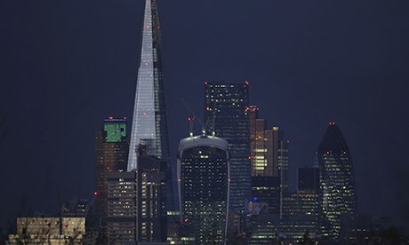 Tall buildings in the City of London financial district 