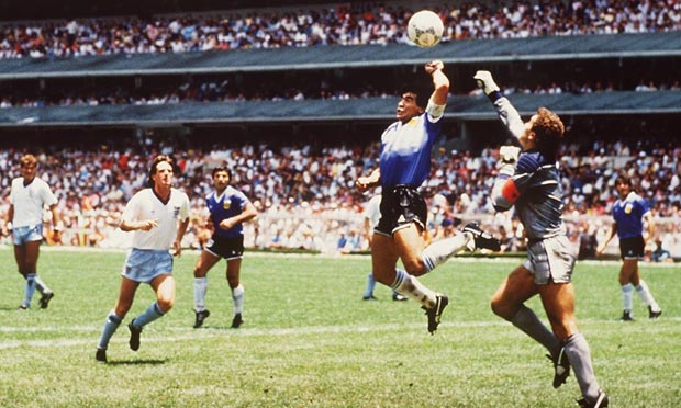 Diego Maradona's famous 'hand of God' goal against England, 1986 World Cup