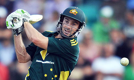 Australia's Shaun Marsh on his way to scoring a 110 against England in Hobart, inspiring 46-run win