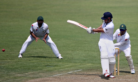England's captain Alastair Cook plays a pull shot in his innings of 53 against Pakistan A.