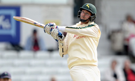 Nottinghamshire's Stuart Broad hits a six on his way to 50 during his side's defeat by Yorkshire.