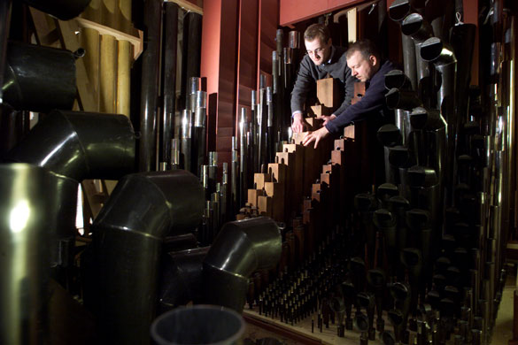 Gallery Apprenticeships: Lloyd Bishop (left), an apprentice organ builder with Michael Blighton