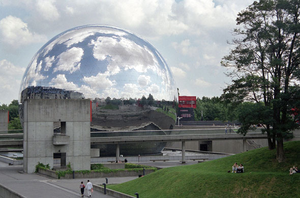 Architecture: Steel tiles covering La Geode cinema, France