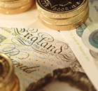 Pound coins and banknotes