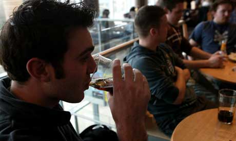 Students drinking in the student union bar