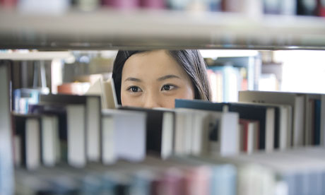 Chinese student in library