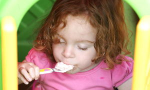 Child eating Angel Delight