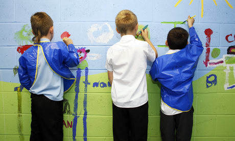 At Vox 4 Tots, a vocational scheme for primary-age children, pupils paint the ‘feelings wall’