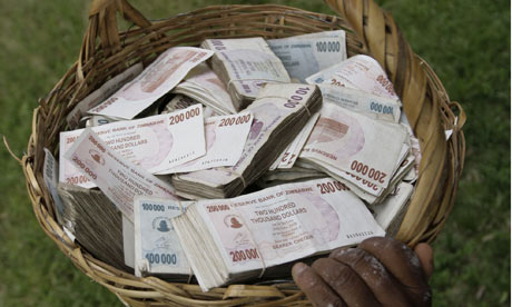 A basket full of cash in Zimbabwe