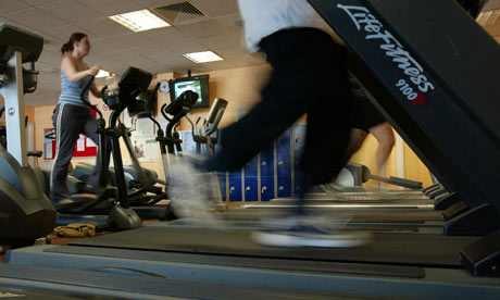 University of Plymouth students in the gym exercising on treadmills