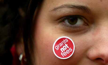 Students protest about fees outside the House of Commons