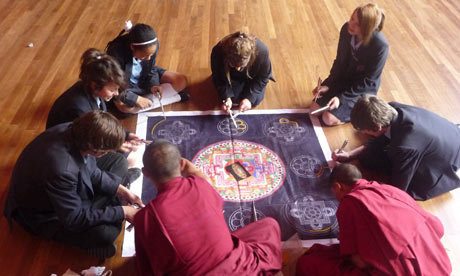 Tibetan monks visit Essex school