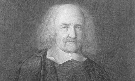 Slide sobre Tomás de Aquino: Escolástica, Corpo e Alma, Justiça e Virtude; Thomas Hobbes: Contrato social, Estado de Natureza, Homem Lobo do Homem, Guerra de Todos Contra Todos, o Soberano, O Papel do Estado