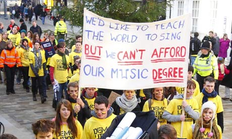 Students in Winchester protest against tuition fees and cuts