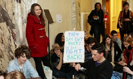 Goldsmith University students take over the council chambers in protest against new student fees