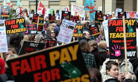 Teachers gather in Birmingham in 2008 during the first national teachers' pay strike in 21 years