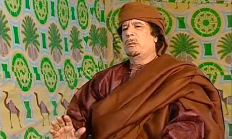 Muammar Gaddafi, the leader of Libya, which features in a lesson on democracy