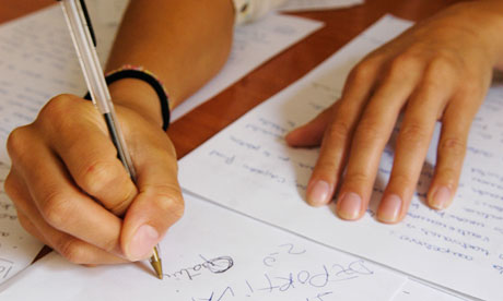 Female student writing