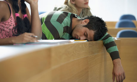 Student asleep during lecture