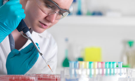 Lab researcher injecting stem cell cultures