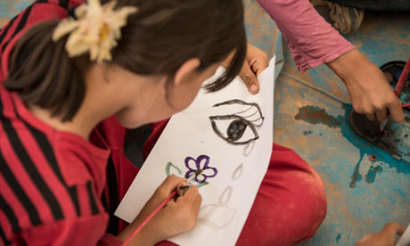 Syrian children in one of Save The Children's child-friendly spaces in a refugee camp in Jordan