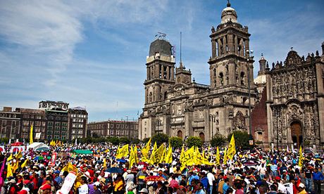 Election protests in the Zocalo in Mexico City