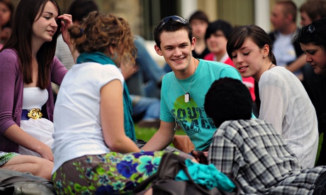 Students relax during a break  