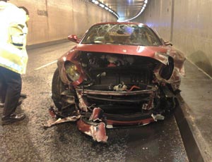 Cristiano Ronaldo has written off his Ferrari sports car after crashing into a roadside barrier