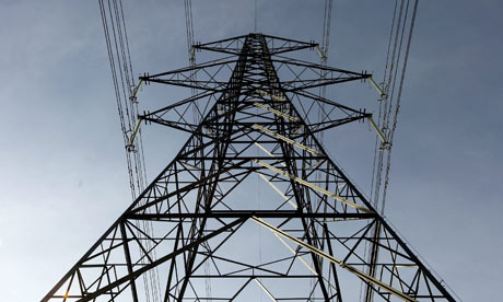 Climate Change And Global Pollution: An electricity pylon stands in the Essex countryside 