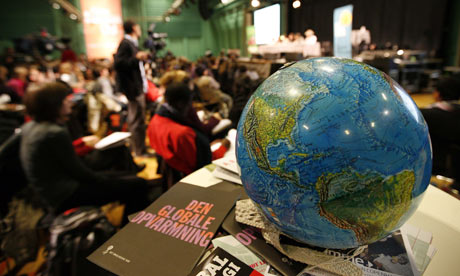 Copenhagen Diary : COP15 A globe  on a table during the Klimaforum09 conference in Copenhagen