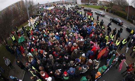 COP15 Protestors march towards Bella Center in Copenhagen