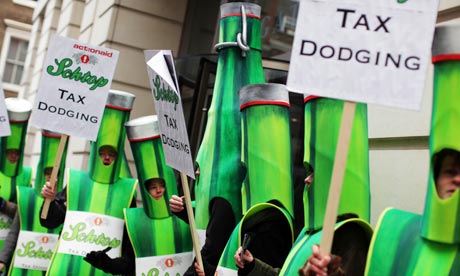 ActionAid 10 green bottles marched in London today to deliver a tax demand to the CEO of SABMille
