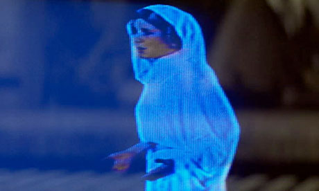 In Star Wars Princess Leia records a 3D hologram of herself appealing for 