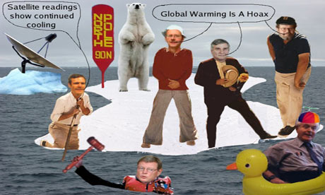 Collage of 'marooned' climate sceptics