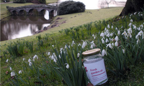 Jars of free National Trust fresh air collected from Lake Windermere in Cumbria
