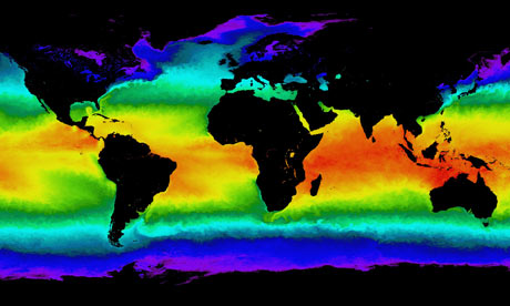 科學家通常會提供不同溫室氣體排放情境下，未來溫度可能的變化範圍。圖片來自：MODIS/Aqua/NASA。