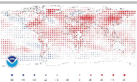 World temperature anomalies in June 2010