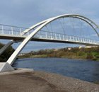 Country Diary : Recently-opened Navvies Bridge across the river Derwent in Workington