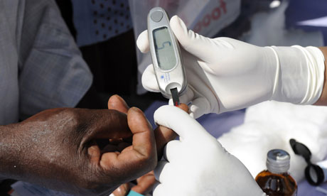 MDG: a glucometer at a free Diabetic health check up camp in Hyderabad