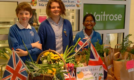 Coombe Hill Junior school students kids their school-grown produce at Waitrose stores at Kingston