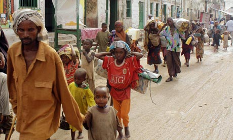 New internally displaced families from southern Somalia arrive in Mogadishu seeking for food and shelter earlier this month. Photograph: 