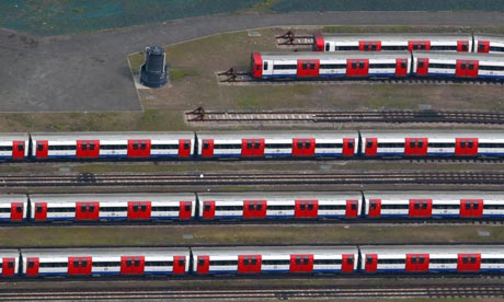 Damian blog : Aerial view of London Underground tube trains