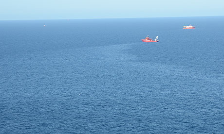 Shell Gannett Alpha platform oil spill in the North Sea. Photograph: Marine Scotland
