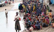 Famine in Horn of Africa : Food distribution centre at Badbaado settlement camp, Mogadishu, Somalia