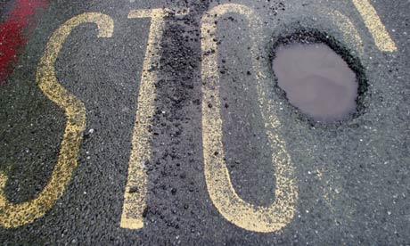 Bike Blog : Large pothole due to adverse freezing conditions